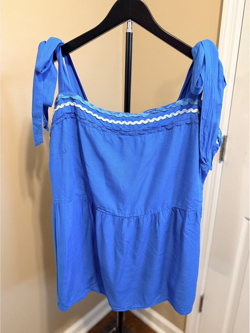 City Chic Blue Tie Shoulder Babydoll Top Women XXL